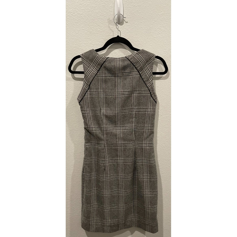 ZARA Plaid Checkered Fitted Grey Black Wool Mini Dress